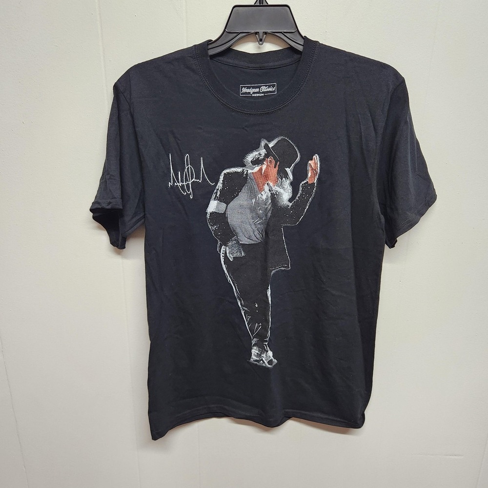 Headgear Classics Shirt Mens Medium Black Michael Jackson Graphic Short Sleeve